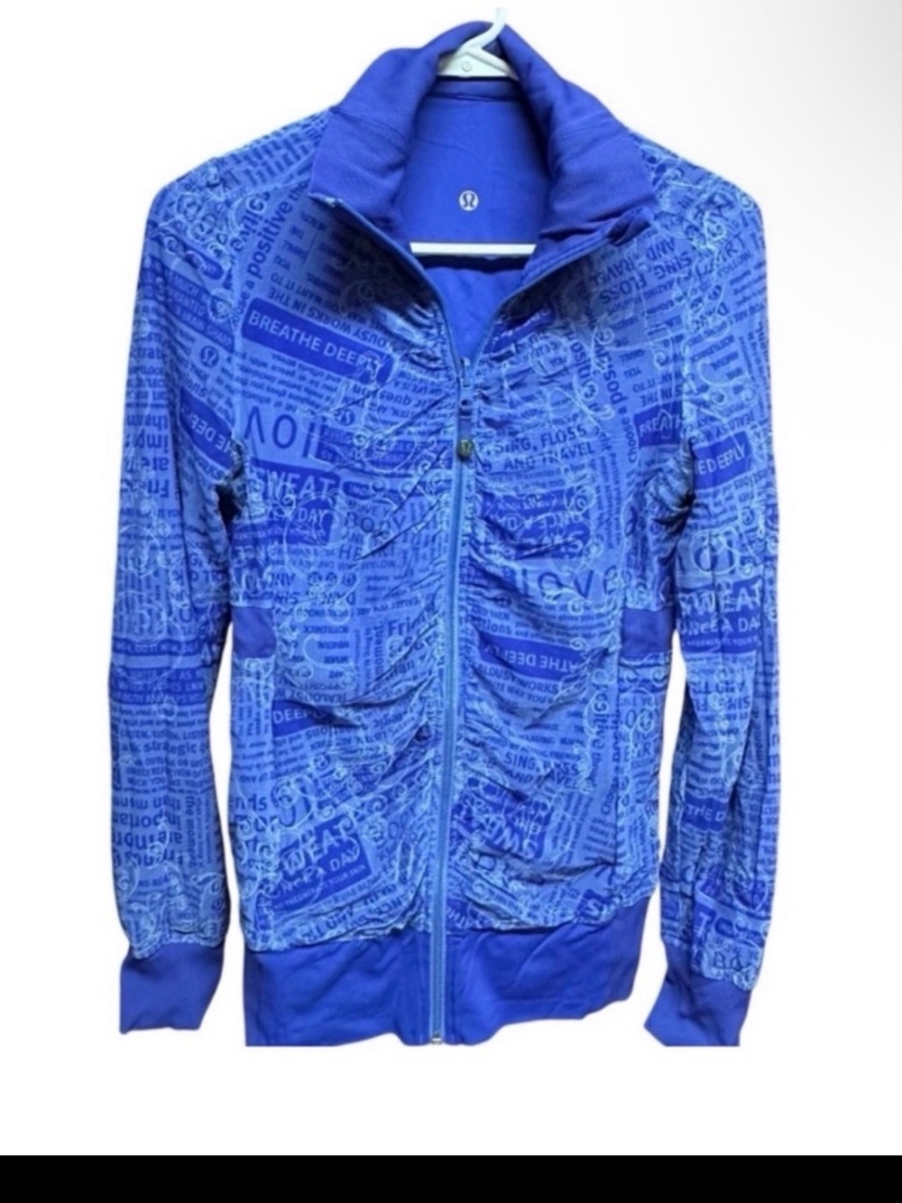 Lululemon Define Jacket Blue Manifesto Print Luon Full Zip Size 4 - Picture 2 of 10